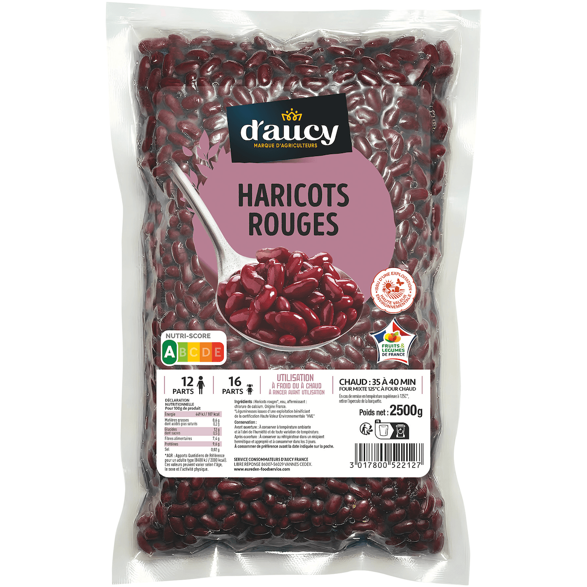 HARICOTS ROUGES HVE POCHE DE 2,5KG