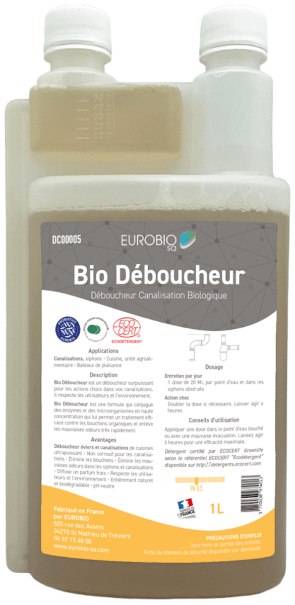 DÉBOUCHEUR CANALISATION BIOLOGIQUE CUISINE - BIDON DE 1L