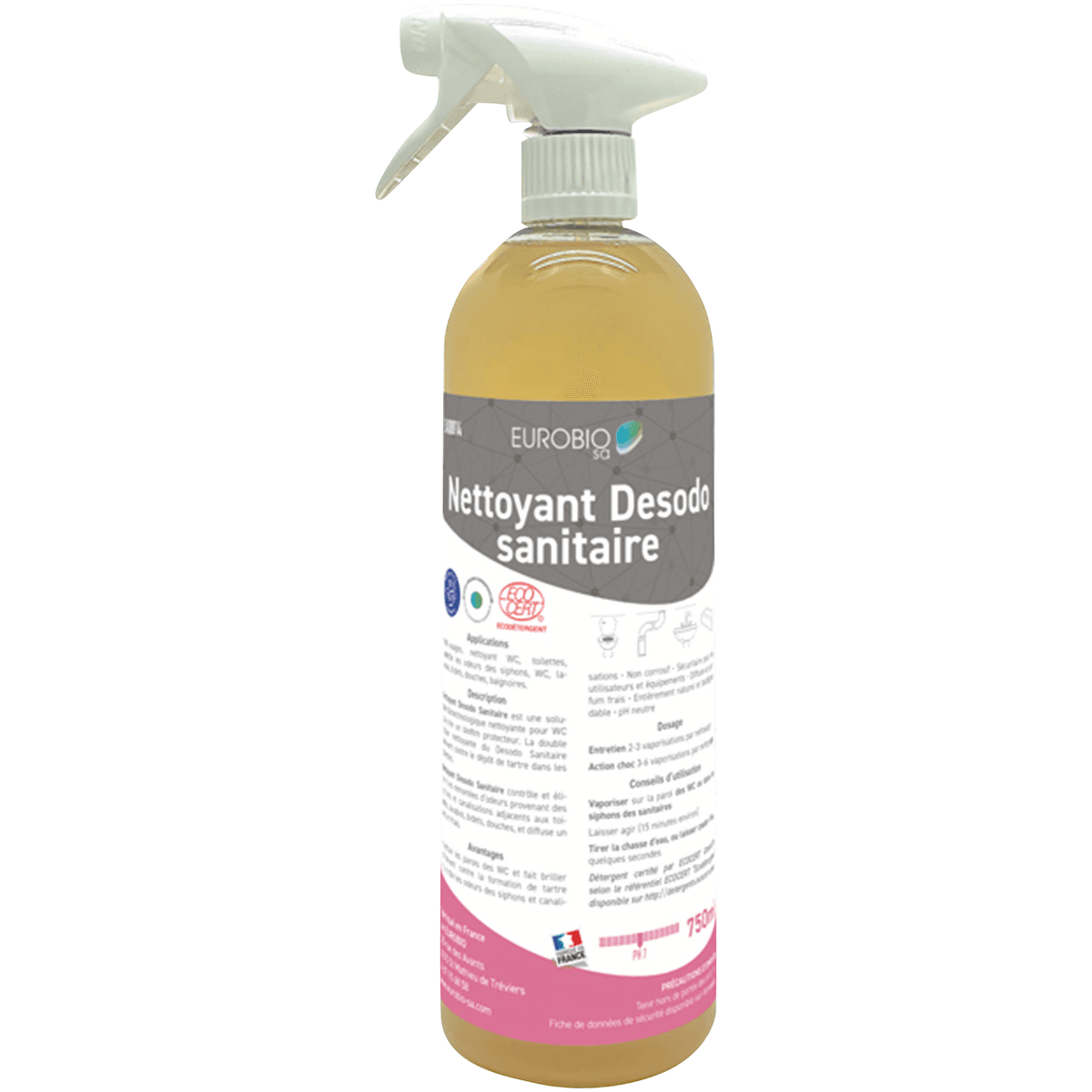 NETTOYANT MULTI SURFACES SANITAIRES ECOCERT - PULVERISATEUR 750ML TETE MOUSSE